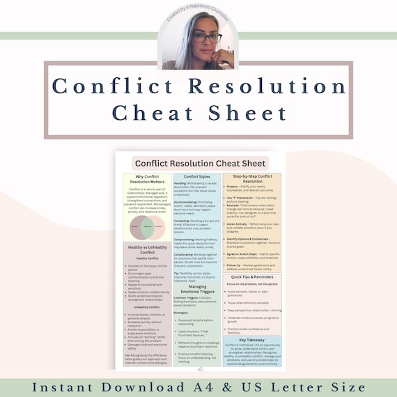 Conflict Resolution Cheat Sheet PDF | Communication Skills, Interpersonal Tips for Therapists