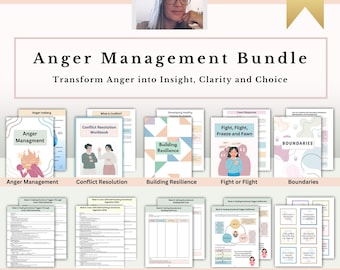 Anger Management Bundle, Mindfulness Tools & Emotional Regulation Worksheets for Teens and Adults