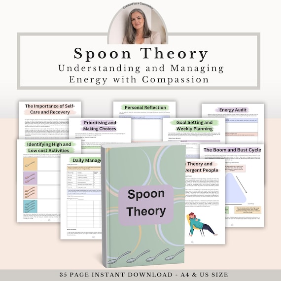 Spoon Theory Workbook, Energy Management Worksheets, Burnout & Emotional Regulation Journal, Mental Health Therapy PDF