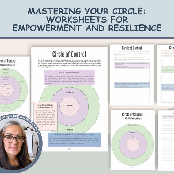 Circle of Control Worksheet / Circle of Control handout / therapy worksheets / Cognitive Behavioural Therapy / Growth Mindset