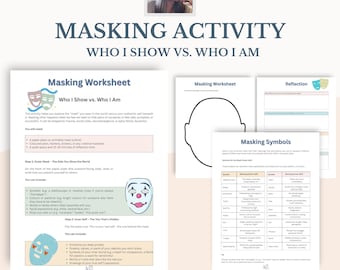 Masking Creativity Worksheet for Therapy & Counselling – Therapeutic Art Activity and Mental Health Resource