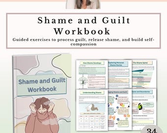 Guilt and Shame Workbook, Emotional Healing Self Compassion Therapy Worksheets PDF