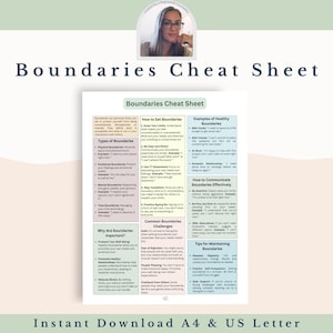 Boundary Cheat Sheet: Easy One-Page Guide for Healthy Boundaries & Boosting Self-Care Skills