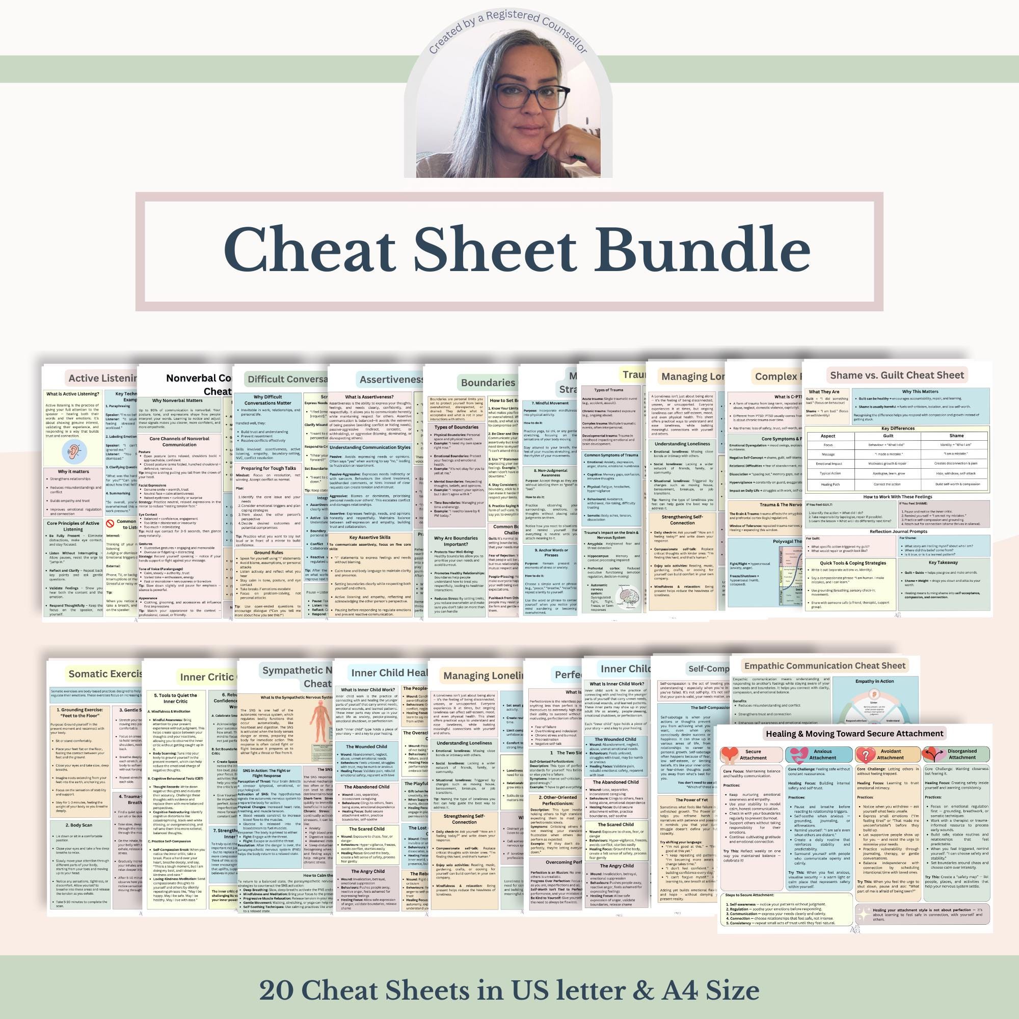 Therapy Cheat Sheet Bundle | Psychoeducation Resources for Mental ...