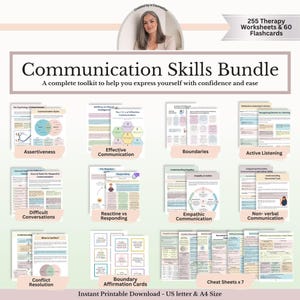 Communication Skills Bundle, Conversation Starters Assertive Communication Emotional Expression Worksheets