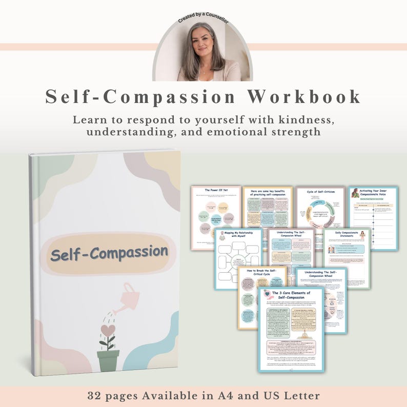 Self Compassion Workbook, Inner Critic Healing Emotional Resilience Journal PDF image 1