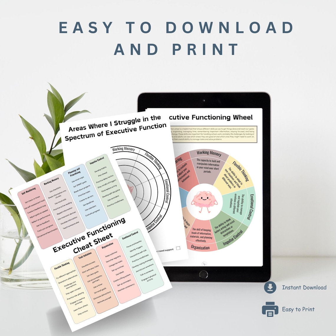 Executive Function Wheel Cheat Sheet for Adults & Teens, ADHD ...