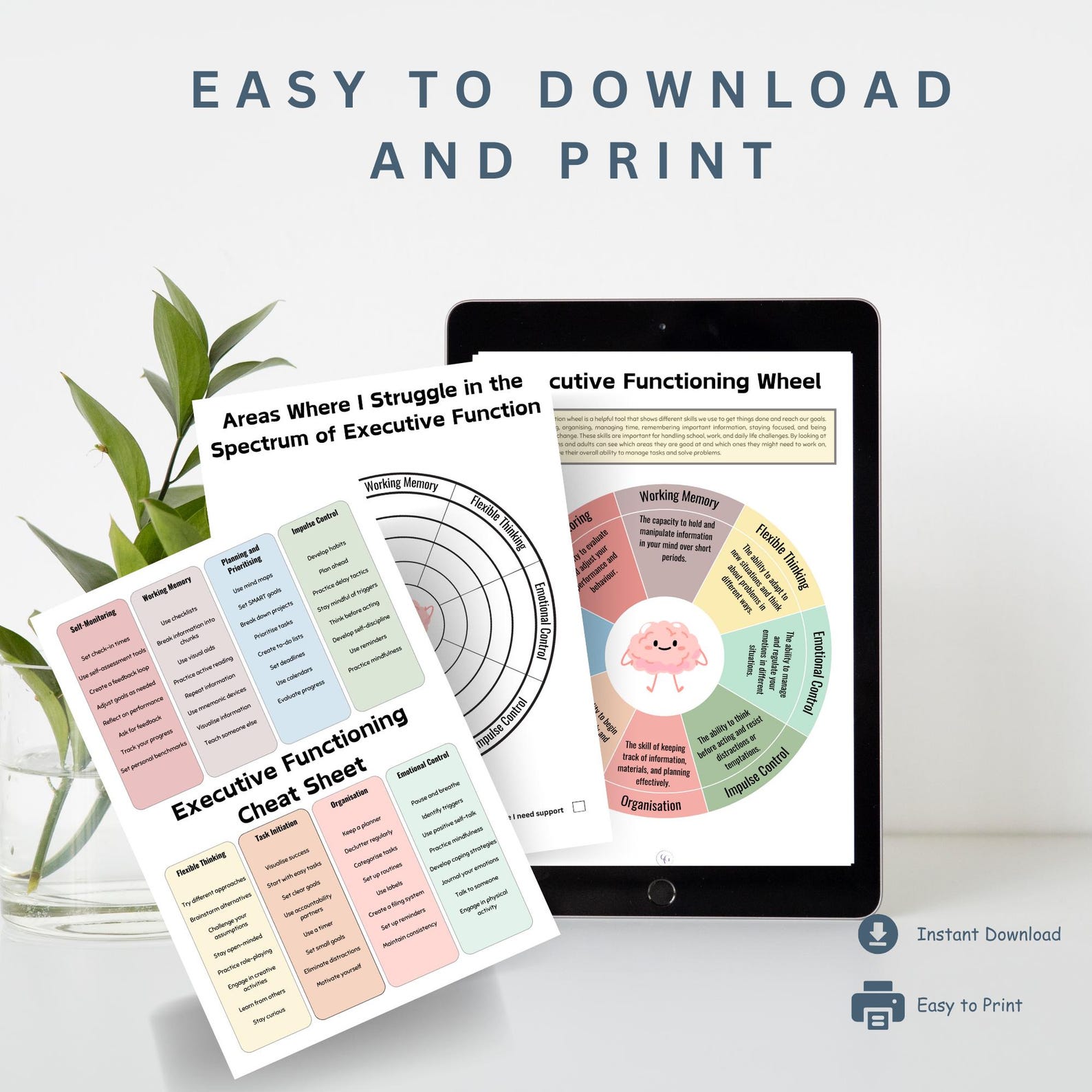 Executive Function Wheel Cheat Sheet for Adults & Teens, ADHD ...