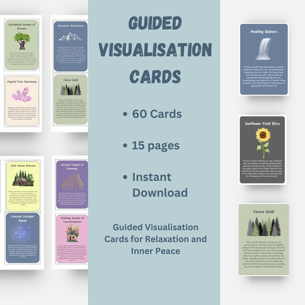 Short Guided Meditation Cards / Meditation scripts / Anxiety Coping cards / Daily meditation cards / Therapy office decor / Daily Cards