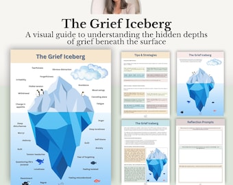 Grief Iceberg Worksheet PDF, Grief & Loss Therapy, Counselling Resource, Mental Health Tool