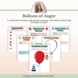 Balloon of Anger Worksheet, Anger Management Emotional Regulation Therapy Tool PDF
