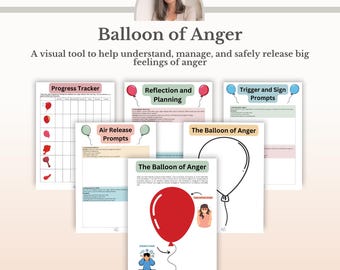 Balloon of Anger Worksheet, Anger Management Emotional Regulation Therapy Tool PDF