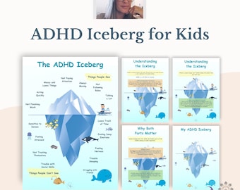 ADHD Iceberg Worksheet for Kids: Executive Functioning Infographic Handouts for Child Therapy & School Counsellors