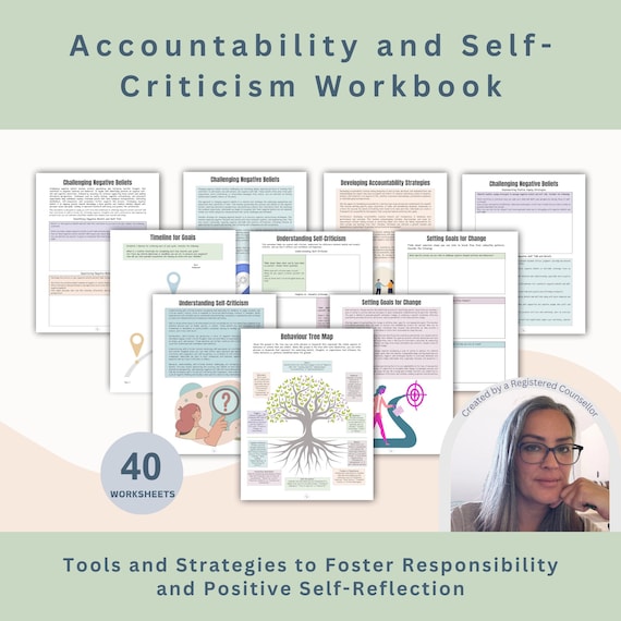 Accountability Workbook for Teens and Adults - Self-Criticism Worksheets, Self-Awareness, Coping Skills & Responsibility
