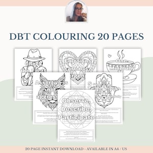 DBT Colouring Pages: Mindfulness Art Therapy Worksheets for BPD (PDF Download)
