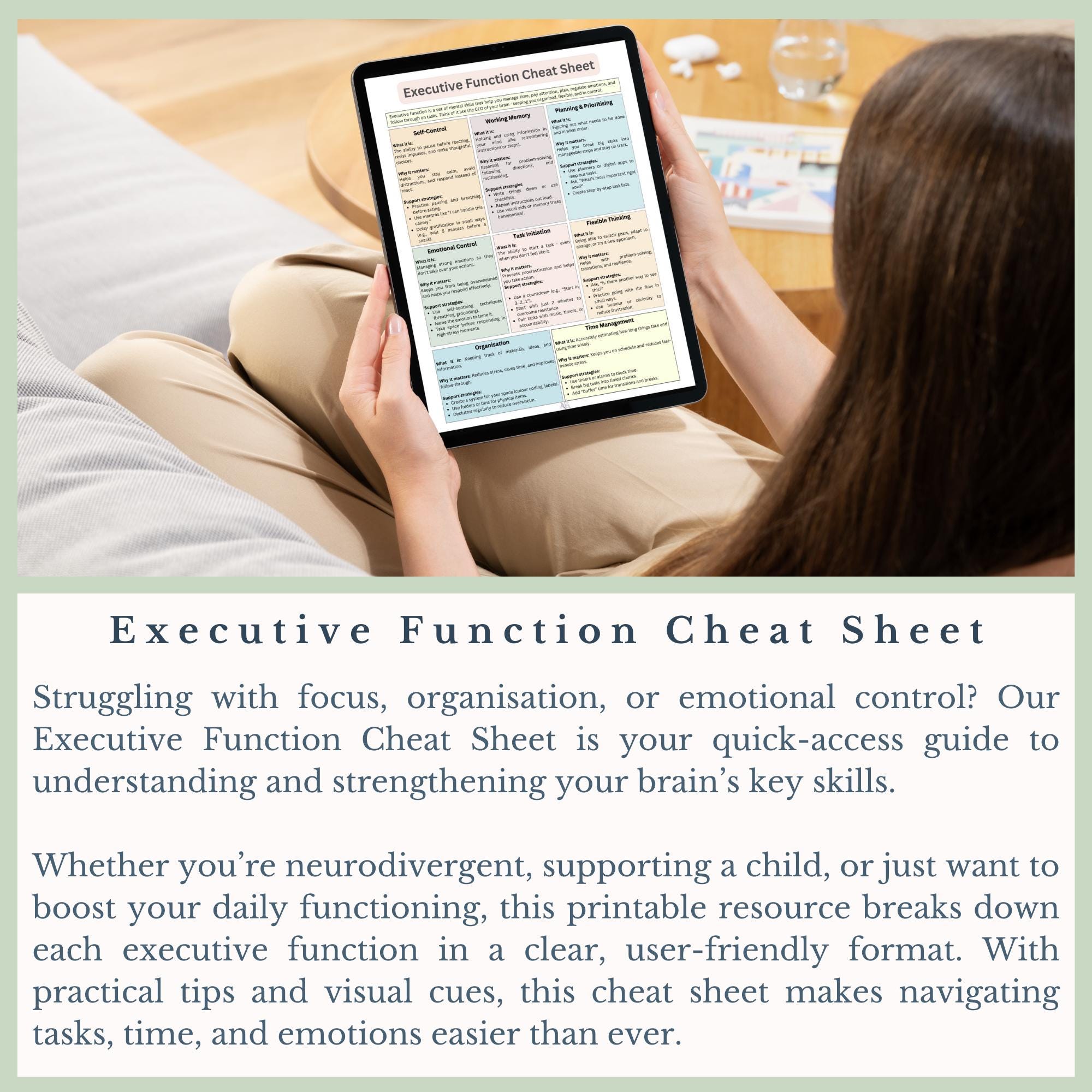 Executive Function Cheat Sheet: Quick Tips Guide (PDF) - Etsy
