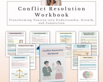 Conflict Resolution Workbook PDF, Relationship Communication, Therapy Worksheets, Communication Skills