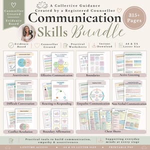 Communication Skills Bundle, Assertive Therapy, Conversation Starters,  Conflict Resolution, Therapy Worksheets, Counselling Tools PDF
