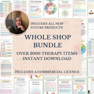 Whole Shop Bundle - Therapy Worksheets, Posters & Cards - Instant Download Complete Set for Therapy Professionals