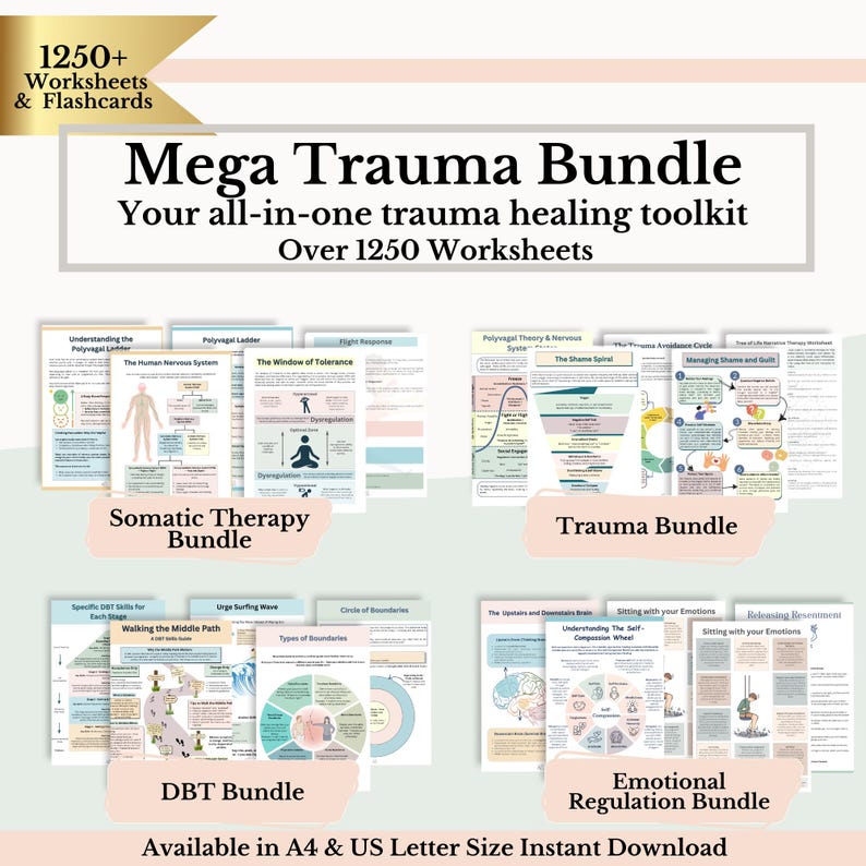 Mega Whole Shop Bundle: Trauma, Ansia, Strumenti di Terapia Cognitivo Comportamentale (CBT) e DBT, Schede di Lavoro sulla Terapia in PDF immagine 4