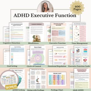 ADHD Workbook Bundle, Executive Function Worksheets, ADHD Planner, Emotional Regulation & Coping Skills PDF
