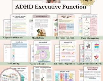 ADHD Workbook Bundle, Executive Function Worksheets, ADHD Planner, Emotional Regulation & Coping Skills PDF