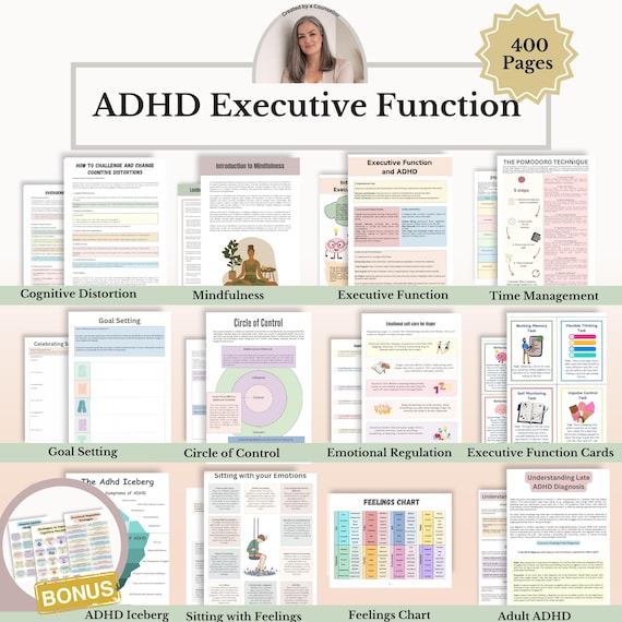 ADHD Workbook Bundle, Executive Function Worksheets, ADHD Planner, Emotional Regulation & Coping Skills PDF