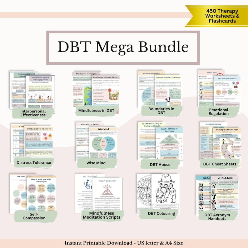 Mega Whole Shop Bundle: Trauma, Ansia, Strumenti di Terapia Cognitivo Comportamentale (CBT) e DBT, Schede di Lavoro sulla Terapia in PDF immagine 9
