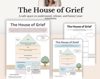 House of Grief Worksheet PDF, Grief & Loss Therapy Tool, Counselling Resource, Bereavement