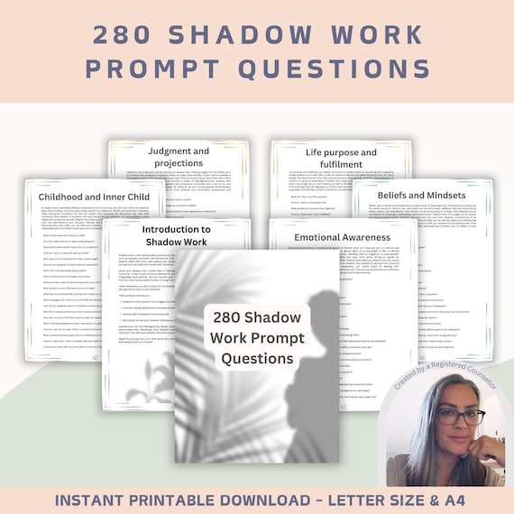 Shadow Work Prompts: Self-Discovery Journal Questions (A4/US Letter PDF Download)
