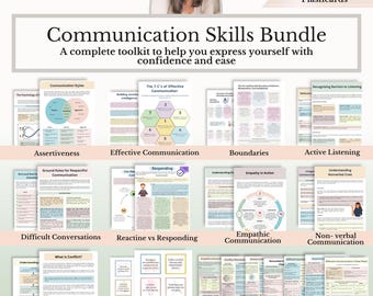 Bundel communicatieve vaardigheden, werkbladen assertieve communicatie, gespreksstarters, therapiewerkbladen, counselingtools pdf