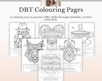 DBT Coloring Pages, Dialectical Behavior Therapy Mindfulness & Emotional Regulation PDF