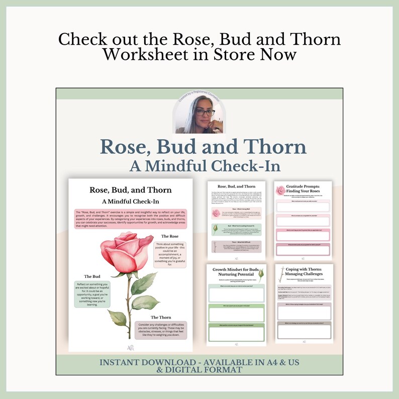 Rose Bud Thorn Poster: Therapy Wall Art Print, Mental Health Decor ...