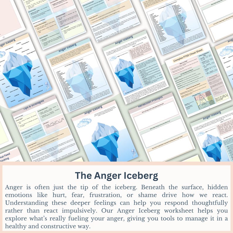 Anger Iceberg Worksheet: Trauma Therapy & Counselling (PDF) image 2