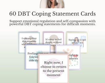 Carte per la gestione dello stress secondo la DBT, carte per la terapia dialettico-comportamentale, strumento di regolazione emotiva, abilità di tolleranza al disagio, risorsa terapeutica in formato PDF