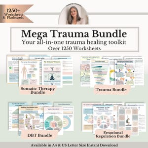 Mega Trauma Bundle PDF, 1250+ Therapy Worksheets, Inner Child, Emotional Regulation, DBT