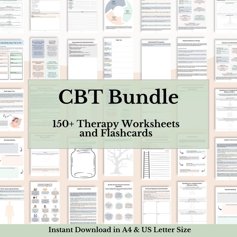 Mega Whole Shop Bundle: Trauma, Ansia, Strumenti di Terapia Cognitivo Comportamentale (CBT) e DBT, Schede di Lavoro sulla Terapia in PDF immagine 7