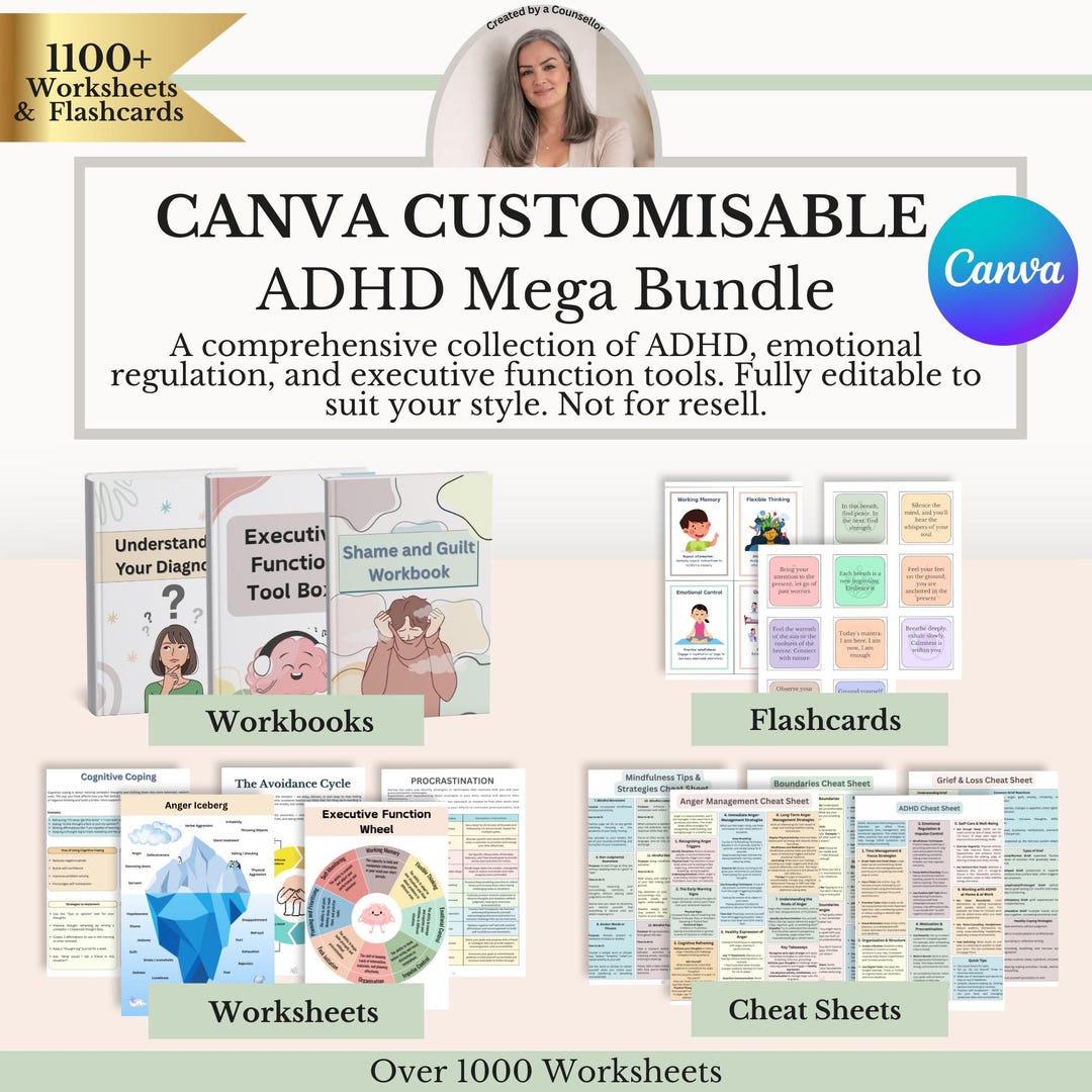 ADHD Worksheets Bundle PDF, 1100+ Therapy Activities, Executive ...