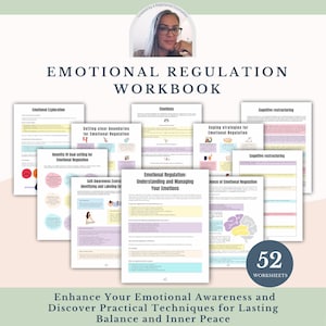 Emotional Regulation Workbook for Adults | Therapy Worksheets & Emotion Management Tools for Mental Health Improvement