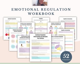 Arbetsbok för emotionell reglering för vuxna | Terapiblad och verktyg för stresslindring | Psykisk hälsa PDF-nedladdning