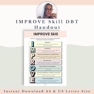 DBT IMPROVE Skill Handout: Distress Tolerance & Self Soothing Tools for Emotional Regulation PDF