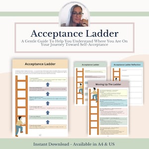 Hoja de trabajo de la escalera de aceptación / Terapia ACT imprimible / Herramienta de aceptación emocional (PDF)