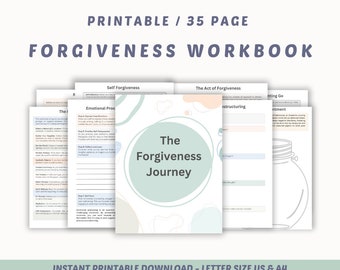 Self-forgiveness workbook / Self love / therapy worksheets / CBT  / Self-forgiveness worksheets / Healing