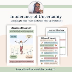 Intolerance of Uncertainty Worksheet: CBT Therapy, Building Resilience (PDF)