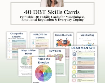 DBT Skills Cards, Emotional Regulation Cards, Mindfulness & Coping Skills Worksheets, Therapy Printables, DBT Therapy Tools PDF