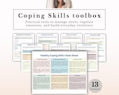 Coping Skills Toolbox, Emotional Regulation Stress Relief Therapy Worksheets PDF