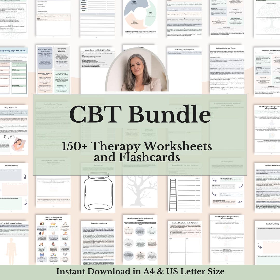 CBT Worksheets Bundle | Therapist Sheets for Anxiety, Boundaries and ...