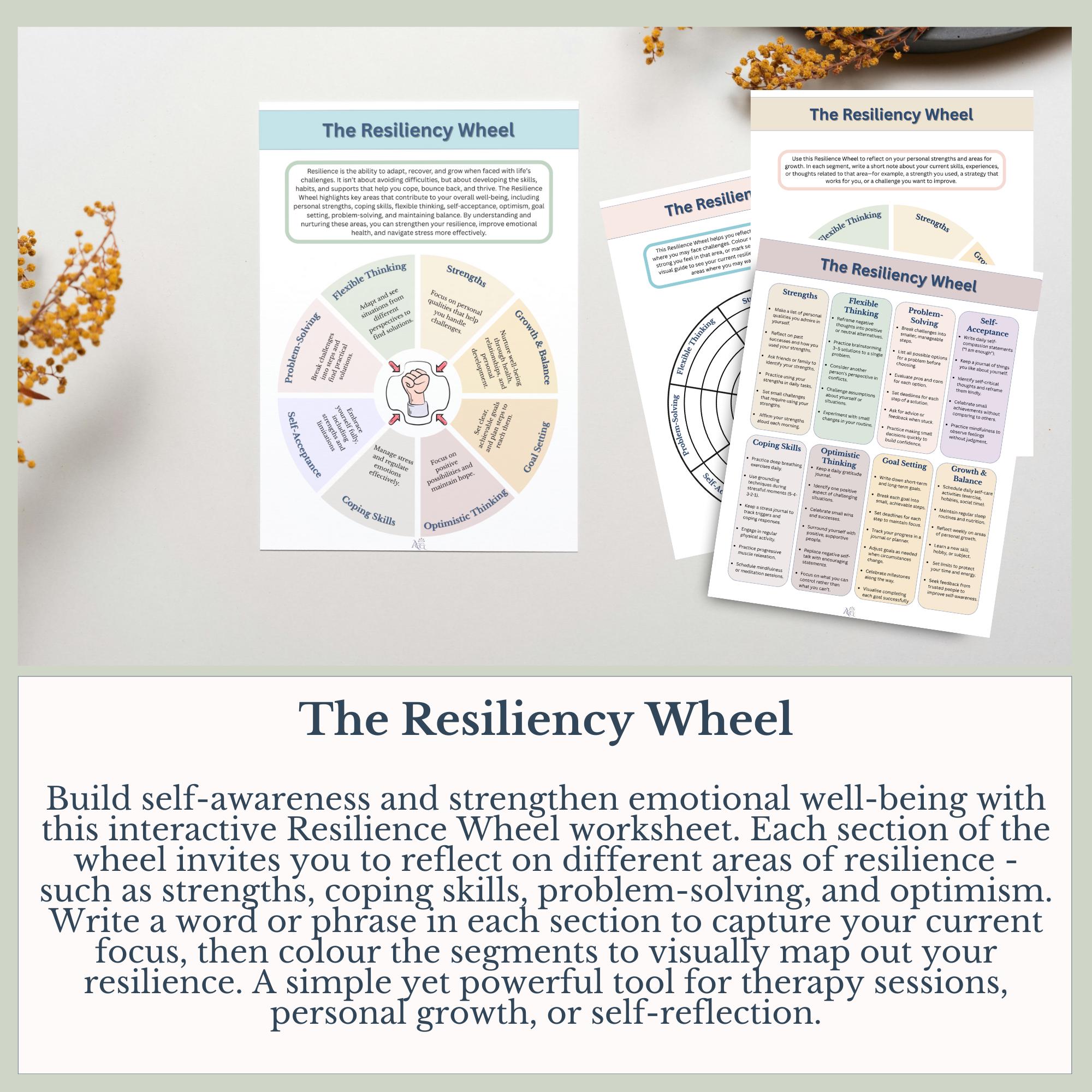 Resilience Wheel.pdf Resilience Wheel Worksheet: Self-reflection Therapy Tool (PDF Download ...