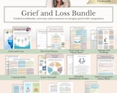 Grief & Loss Workbook Bundle, Bereavement Therapy Worksheets, Grief Coping Skills, Healing Journal, Counselling Resources PDF
