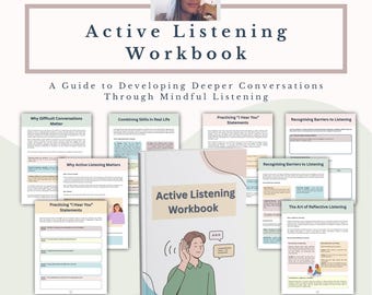 Active Listening Workbook, Communication Skills Therapy Worksheets & Relationship Tools